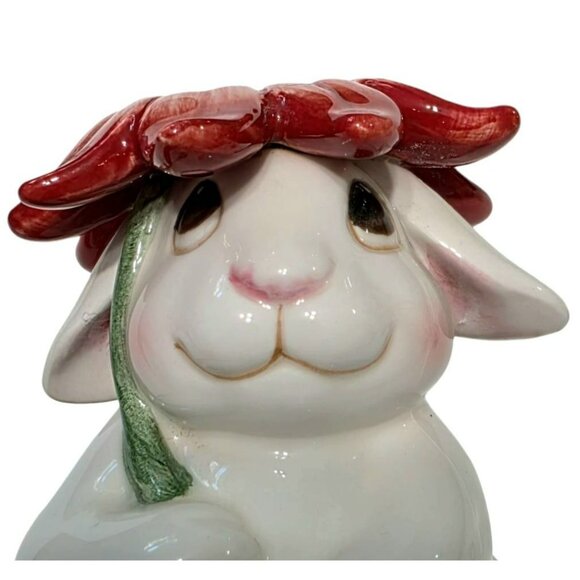 VTG Fitz & Floyd Bunny Blooms Salt Pepper Shakers Ceramic Rabbit Sunflower 4.25" - Picture 10 of 15